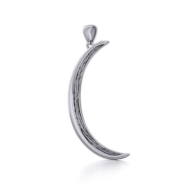Crescent Moon with Bird Feather Large Pendant TPD5834 - Jewelry